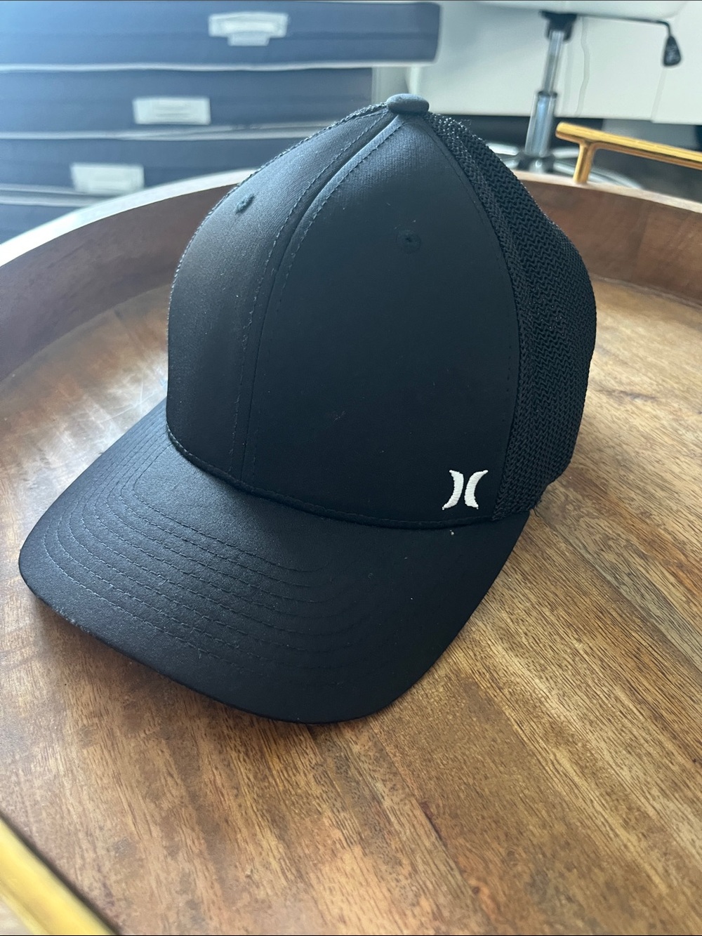 Hurley Black Mesh Trucker Hat with White Logo